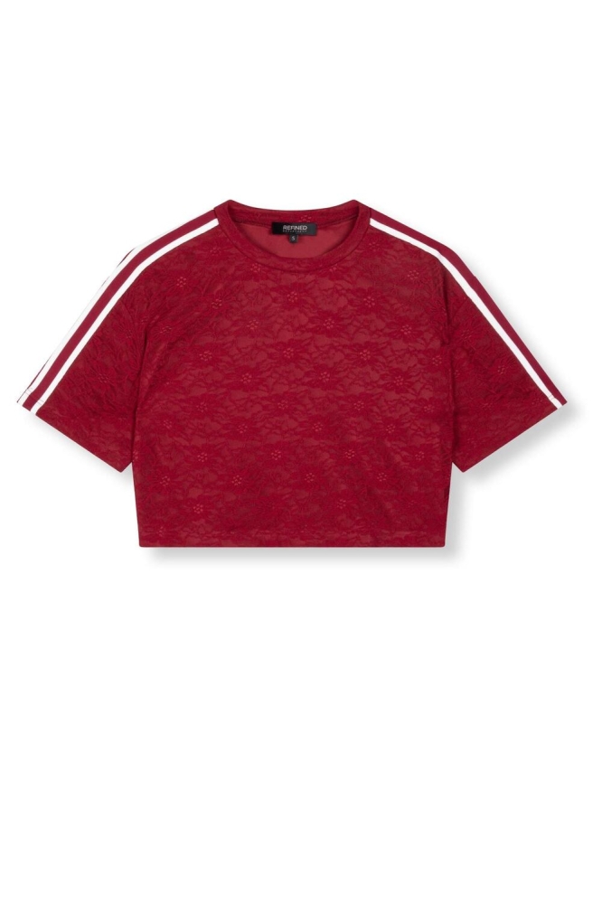 KNITTED CROPPED T SHIRT MARLOWE R2505728686 501 BORDEAUX